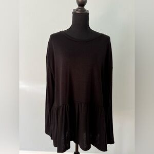 LOFT Black Peplum Tunic Top